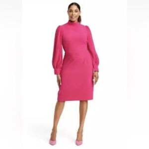 Sergio Hudson x Target Dress Size Medium Pink Vibes Balloon Sleeve Midi NWT